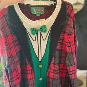 Ugly Christmas Sweater Red and Green Cardigan